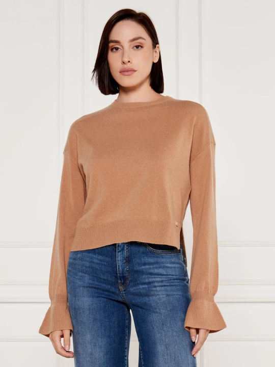 Zdjęcie produktu Liu Jo Wełniany sweter | Cropped Fit | z dodatkiem kaszmiru camel