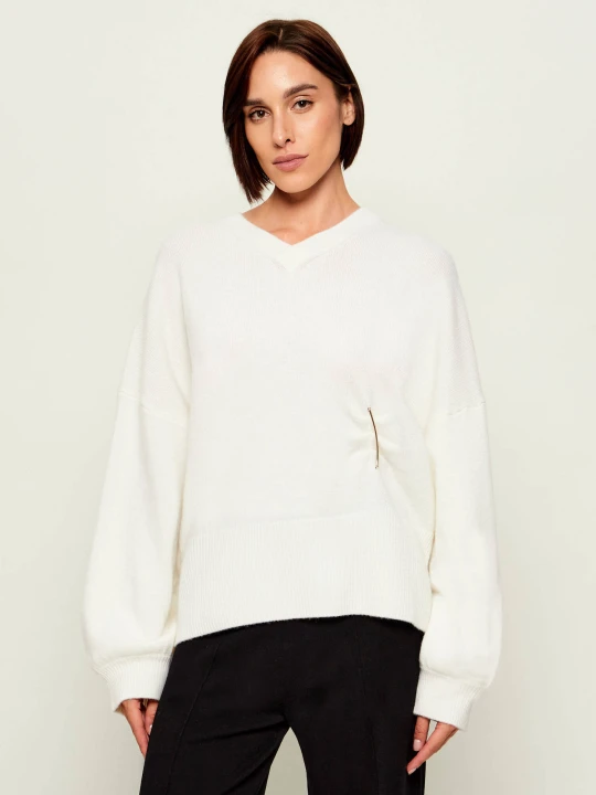 Zdjęcie produktu Liu Jo Wełniany sweter | Relaxed fit | z dodatkiem kaszmiru biały