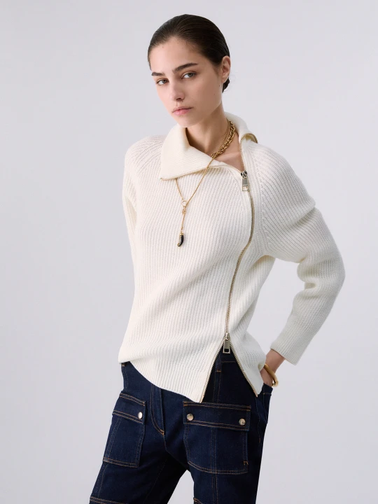 Zdjęcie produktu Liu Jo Wool Blend Sweater With Zip White Wool