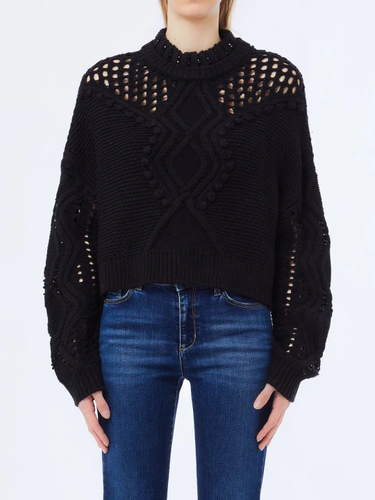Zdjęcie produktu Liu Jo Wool Jumper With Openwork Detailing czarny