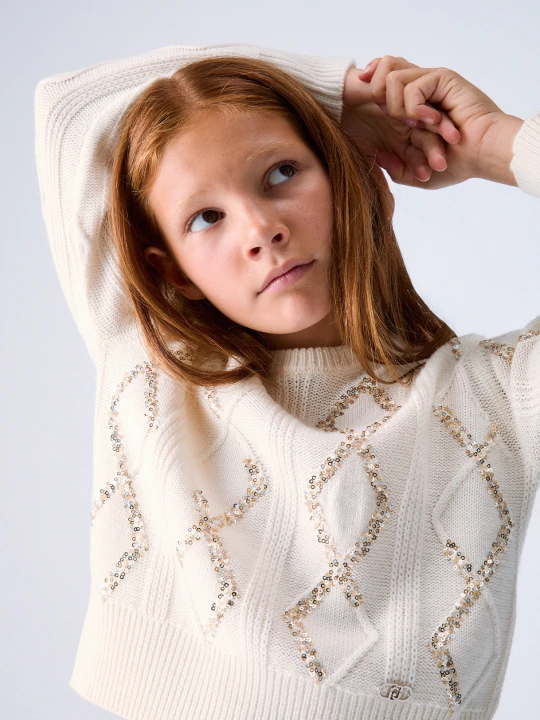 Zdjęcie produktu Liu Jo Wool Sweater With Sequins biały