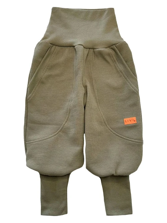 Zdjęcie produktu LiVi Spodnie "Waffekjersey Savanne" w kolorze khaki rozmiar: 80 / 86