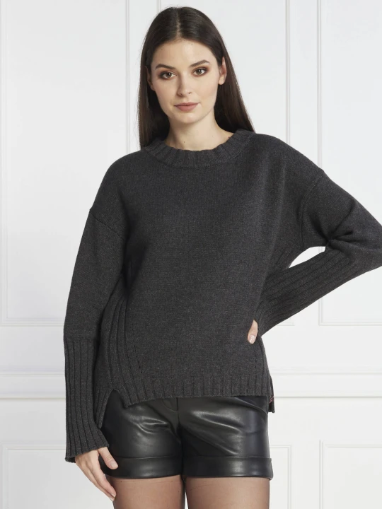Zdjęcie produktu Liviana Conti Sweter | Regular Fit | z dodatkiem kaszmiru grafitowy