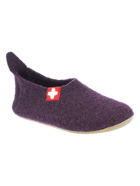Zdjęcie produktu Living Kitzbühel Wełniane kapcie "Gipfelkreuz" w kolorze fioletowym rozmiar: 35