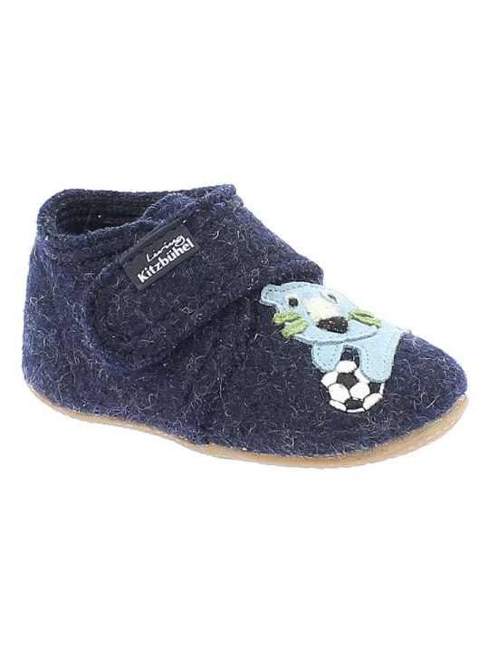 Zdjęcie produktu Living Kitzbühel Wełniane kapcie "Tiger & Football" w kolorze granatowym rozmiar: 19