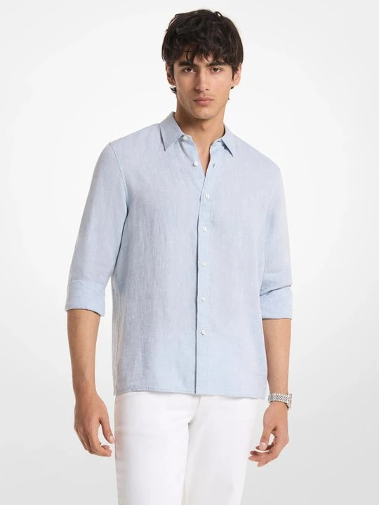 Zdjęcie produktu Lniana koszula o klasycznym kroju Michael Kors CHAMBRAY (Niebieski)