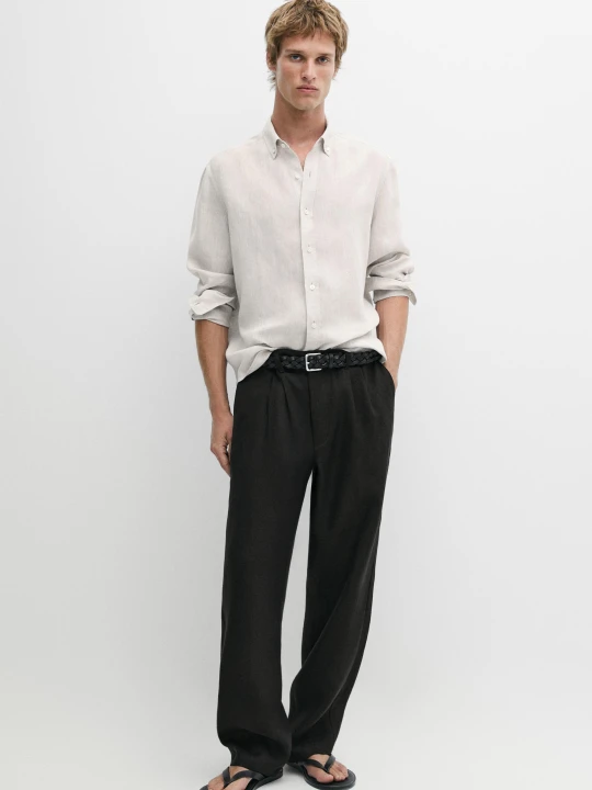 Zdjęcie produktu Lniana Koszula Regular Fit - Beżowy - Massimo Dutti - Male
