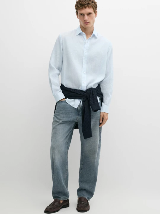 Zdjęcie produktu Lniana Koszula Regular Fit - Błękitny - Massimo Dutti - Male