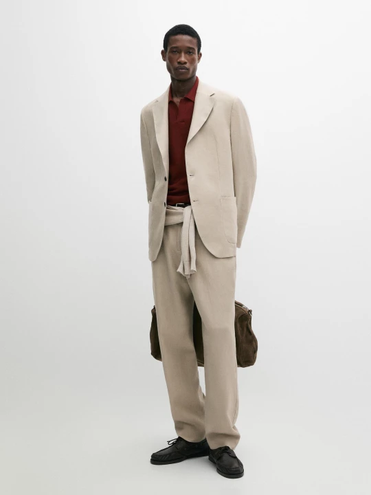 Zdjęcie produktu Marynarka Od Garnituru 100% Len - Beżowy - - Massimo Dutti - Mężczyzna