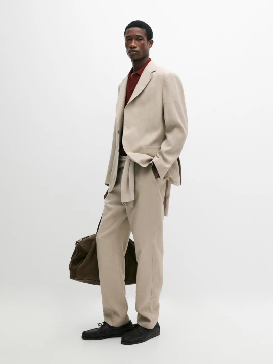 Zdjęcie produktu Lniane Spodnie Od Garnituru - Beżowy - - Massimo Dutti - Mężczyzna