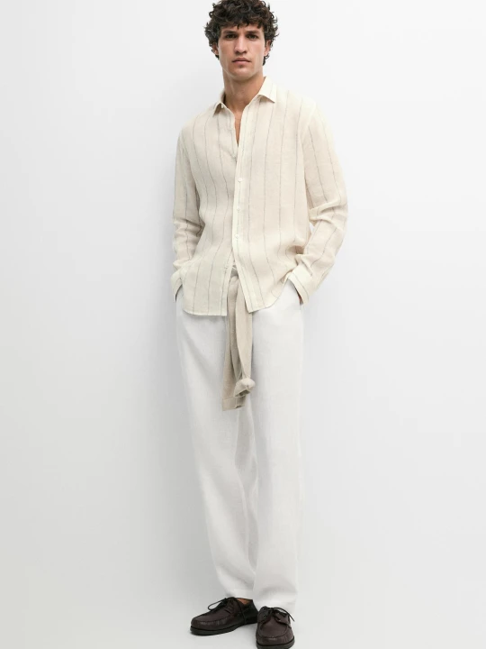 Zdjęcie produktu Lniane Spodnie Jogger - Biały - Massimo Dutti - Male