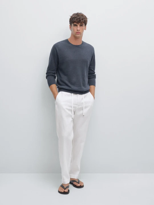 Zdjęcie produktu Lniane Spodnie Jogger - Biały - - Massimo Dutti - Mężczyzna