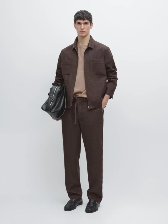 Zdjęcie produktu Lniane Spodnie Total Look - Czekoladowy - - Massimo Dutti - Mężczyzna