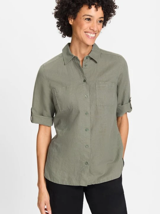 Zdjęcie produktu Lniano-bawełniana koszula damska khaki - Urban Jungle Olsen