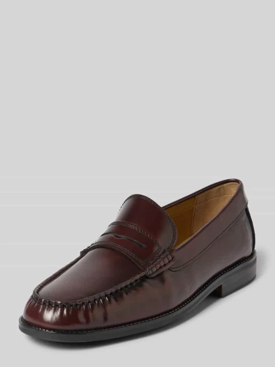 Zdjęcie produktu Loafers ze skóry model 'PENNYBAR' Jack&Jones Ciemnoczerwony