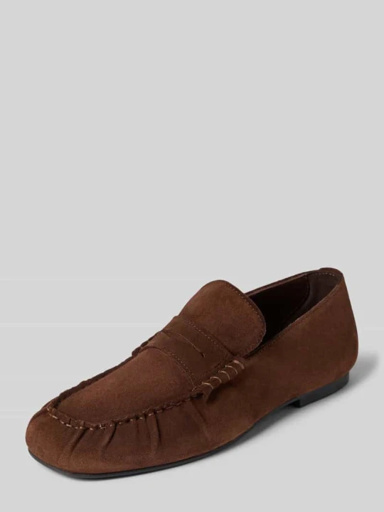 Zdjęcie produktu Loafers ze skóry z gładką podeszwą model 'Aven' ALOHAS Ciemnobrązowy