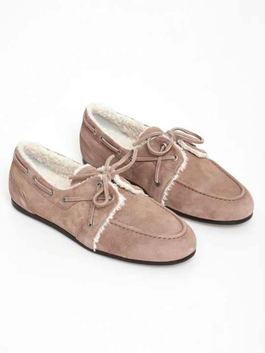 Zdjęcie produktu Loafersy damskie zamszowe z futerkiem PESERICO