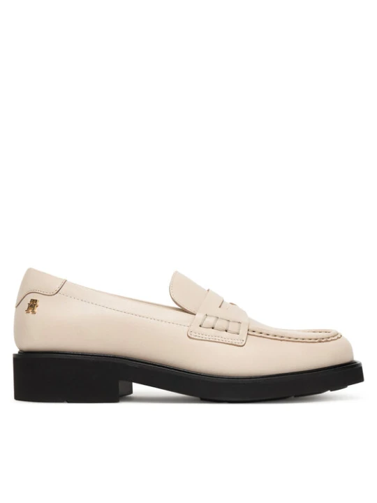 Zdjęcie produktu Loafersy Tommy Hilfiger Elettra Penny Leather FW0FW09360 Écru Kremowy