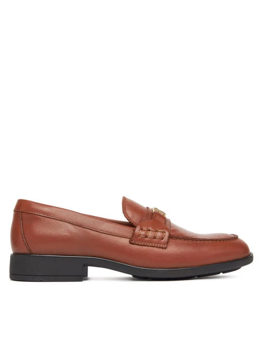 Zdjęcie produktu Loafersy Tommy Hilfiger Th Logo Leather Loafer FW0FW08705 Brązowy