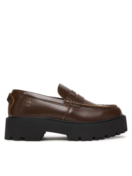 Zdjęcie produktu Loafersy Tommy Jeans Archive '01 Leather Loafer EN0EN03022 Brązowy