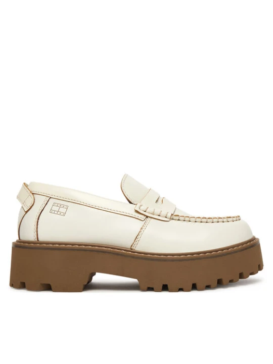 Zdjęcie produktu Loafersy Tommy Jeans Archive '01 Leather Loafer EN0EN03022 Kremowy