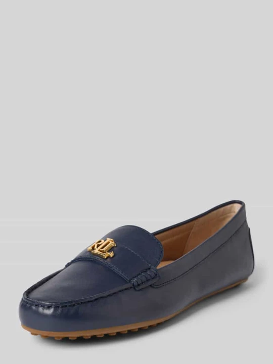 Zdjęcie produktu Loafersy z naturalnej skóry bydlęcej model 'BARNSBURY' Lauren Ralph Lauren Granatowy melanż