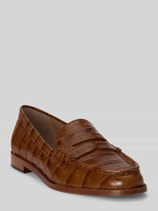 Zdjęcie produktu Loafersy z naturalnej skóry Lauren Ralph Lauren Ciemnobrązowy
