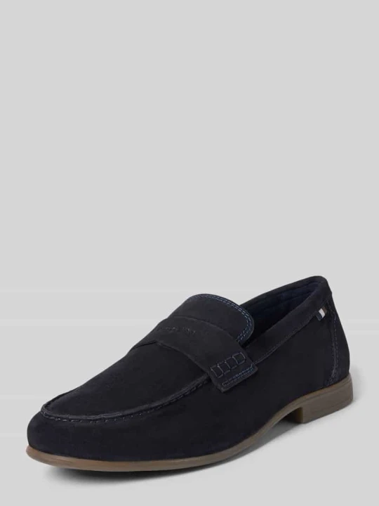 Zdjęcie produktu Loafersy z naturalnej skóry z detalem z logo model 'Trip' Bugatti Granatowy