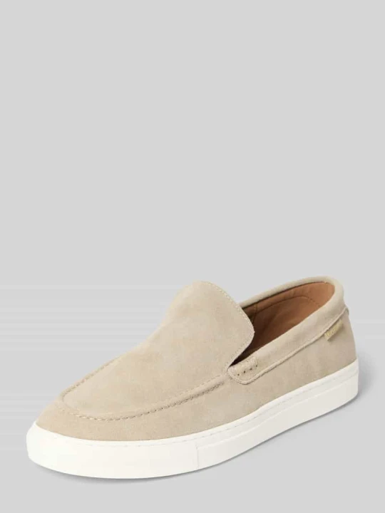 Zdjęcie produktu Loafersy z naturalnej skóry z detalem z logo PS Poelman Piaskowy