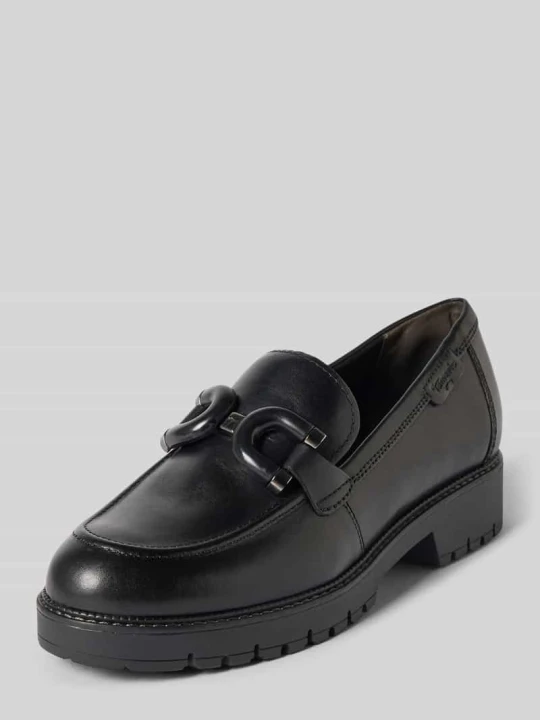 Zdjęcie produktu Loafersy z naturalnej skóry z skóry bydlęcej Tamaris Czarny