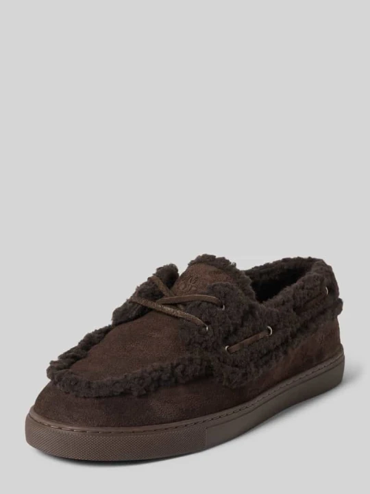 Zdjęcie produktu Loafersy z podszewką ze skóry jagnięcej z welurowej skóry bydlęcej Marc O'Polo Ciemnobrązowy
