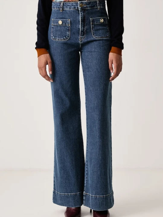 Zdjęcie produktu Lola Casademunt jeansy flare damskie granatowy