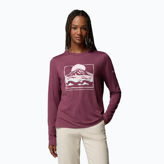 Zdjęcie produktu Longsleeve damski Columbia Parsons Point Graphic Tee antique mauve heather / all terrain Bordowy