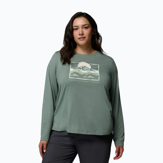 Zdjęcie produktu Longsleeve damski Columbia Parsons Point Graphic Tee sedona sage heather / all terrain Zielony