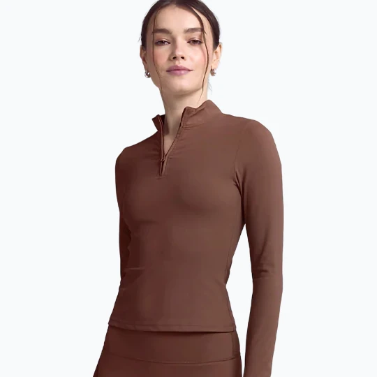 Zdjęcie produktu Longsleeve damski JOYINME Motion LS 1/4 Zip chestnut Brązowy