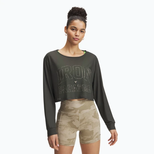 Zdjęcie produktu Longsleeve damski Under Armour Project Rock IP baroque green / city khaki / city khaki