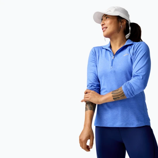 Zdjęcie produktu Longsleeve do biegania damski Brooks Dash 1 / 2 Zip 2.0 htr bluebell