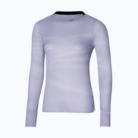 Zdjęcie produktu Longsleeve do biegania damski Mizuno Premium Aero Tee snow white / thistle Fioletowy