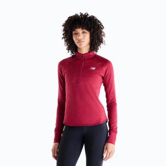 Zdjęcie produktu Longsleeve do biegania damski New Balance Athletics Heat Grid 1 / 2 Zip podium red