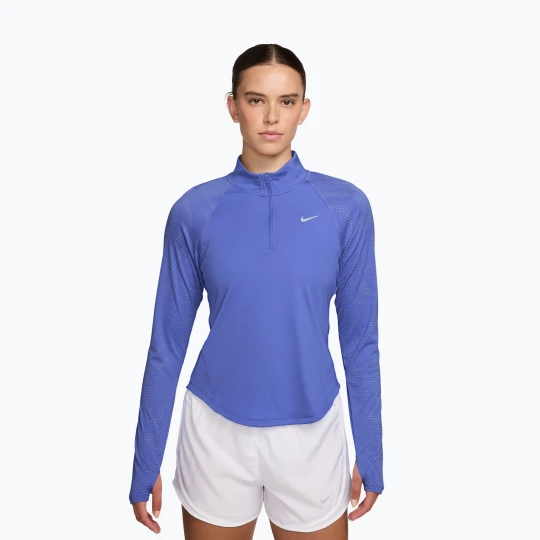 Zdjęcie produktu Longsleeve do biegania damski Nike Tempo Flash Dri-Fit 1 / 4 Zip sapphire / black / white Niebieski