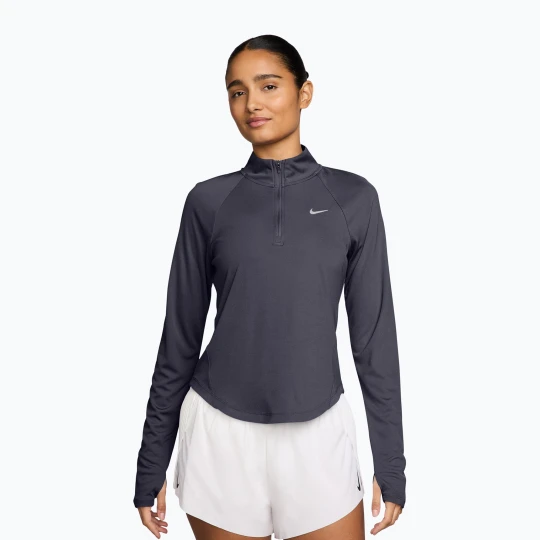 Zdjęcie produktu Longsleeve do biegania damski Nike Tempo Swoosh Run Dri-Fit 1 / 4-Zip LS gridiron / white Szary