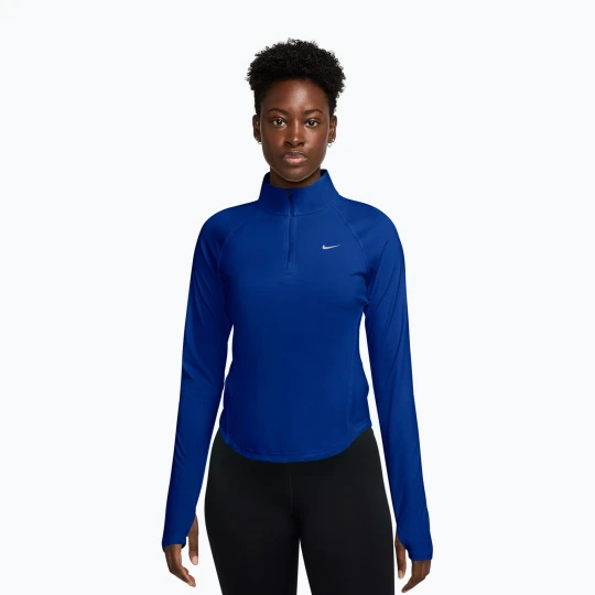 Zdjęcie produktu Longsleeve do biegania damski Nike Tempo Swoosh Run Dri-Fit 1 / 4-Zip old royal / pink rise Niebieski