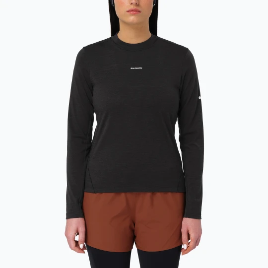 Zdjęcie produktu Longsleeve do biegania damski Salomon Sense Merino Tee LS deep black