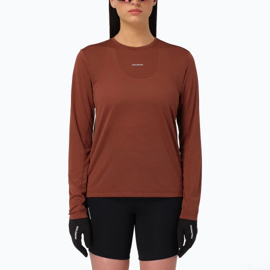 Zdjęcie produktu Longsleeve do biegania damski Salomon Shakeout Core LS Tee burnt umber Brązowy