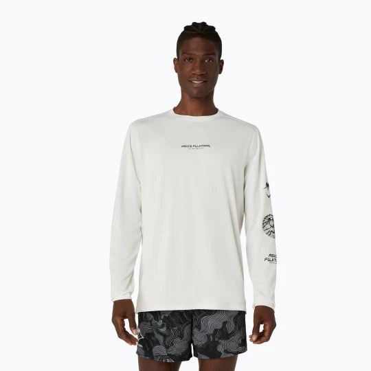Zdjęcie produktu Longsleeve do biegania męski Asics Fujitrail Logo Ls Top Cream Biały