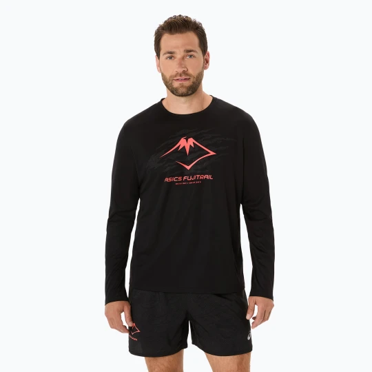 Zdjęcie produktu Longsleeve do biegania męski ASICS Fujitrail Logo performance black / carbon / coral reefl
