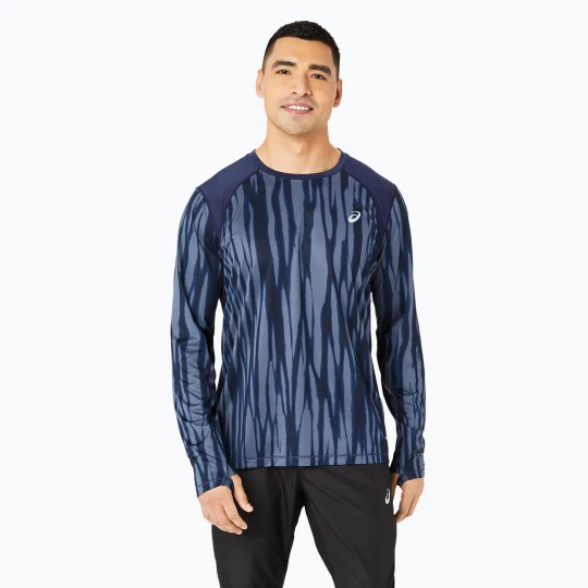 Zdjęcie produktu Longsleeve do biegania męski ASICS Road All Over Print blue expanse / midnight Granatowy