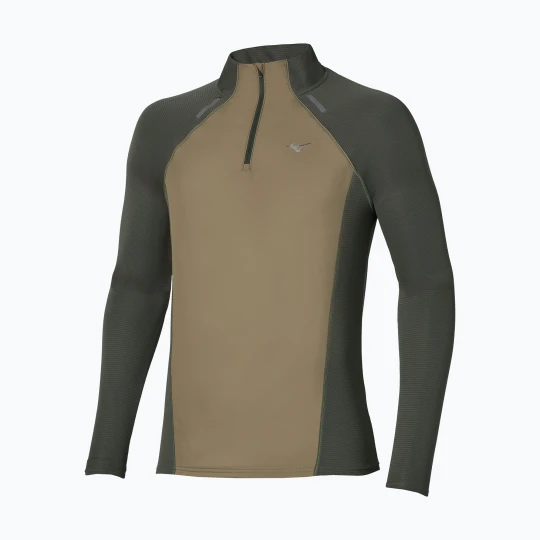 Zdjęcie produktu Longsleeve do biegania męski Mizuno Active Dryaeroflow Hybrid Long Sleeve Top Forest Night Brązowy