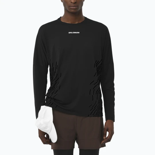 Zdjęcie produktu Longsleeve do biegania męski Salomon Sense Aero GFX deep black