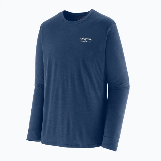 Zdjęcie produktu Longsleeve męski Patagonia Cap Cool Merino Blend Graphic heritage header / clement blue Granatowy